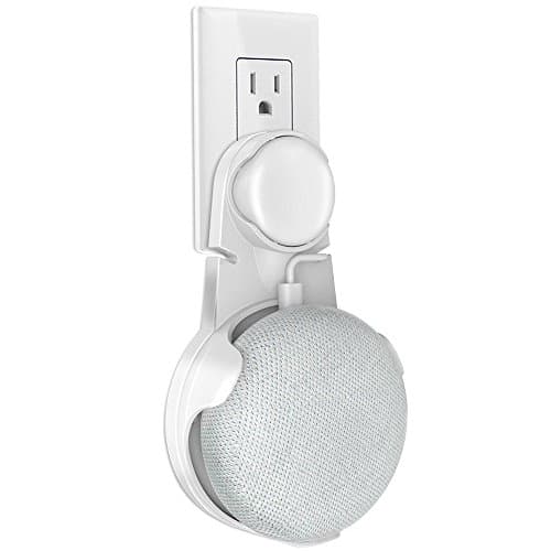 Google Home Mini Wall Mount, Coolwufan Plug-in Outlet Speaker Stand with Built-in Cable Cord Management for Google Home Mini Voice Assistants (White)