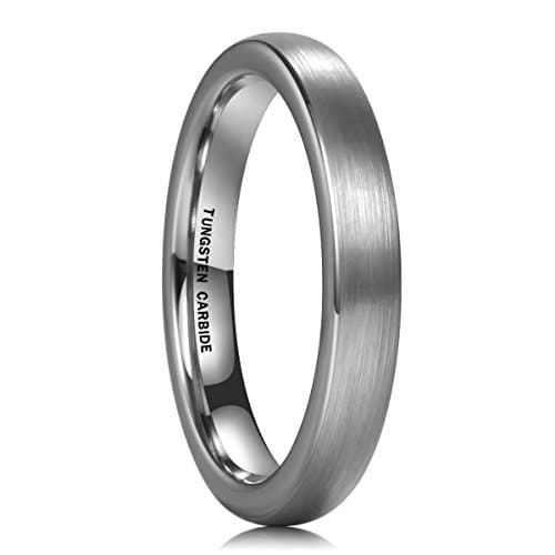 3mm Domed Tungsten Carbide Ring Blue/Rose Gold/Silver Wedding Band
