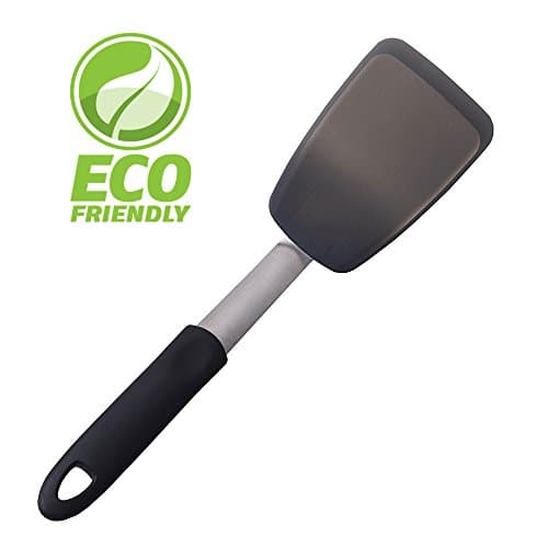 Silicone Flexible Flat Black Turner Spatula High Heat Pro-Grade Silicone Eco Friendly Non-stick Cookware