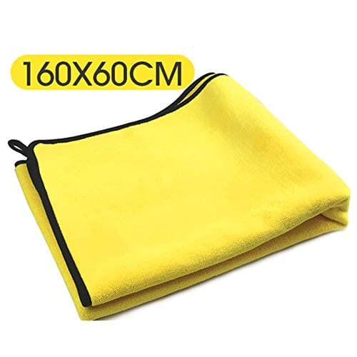 MOIKEW Professional Microfiber Cleaning Cloth Single Layer Thickening Microfiber Towels for Cars, Yellow and Gray (24x63in) (Pack of 1)