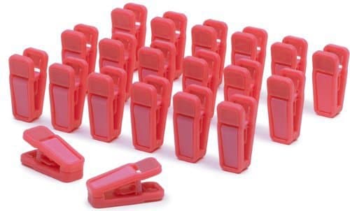 Bluewo Plastic Slim-Line Finger Clips, Hanger Clips Pack of 20 (Red)