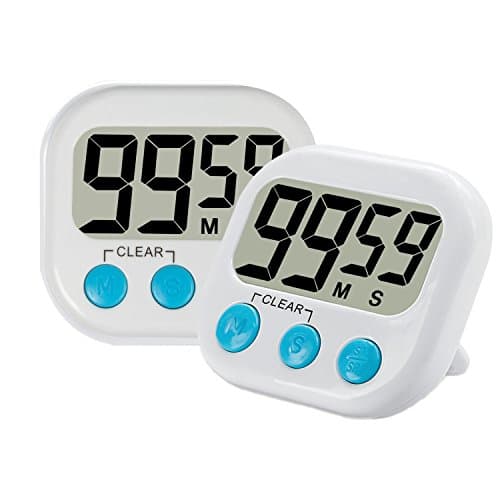 Digital Kitchen Timer - Taopu Big Digits, Loud Alarm, Magnetic Backing, Stand Cooking Timer White-Pack of 2
