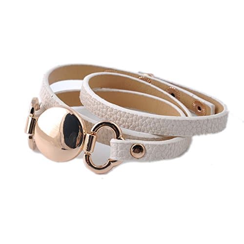Rainbery PU Leather Wrap Bracelet for Monogram Blank Disc (gold beige)