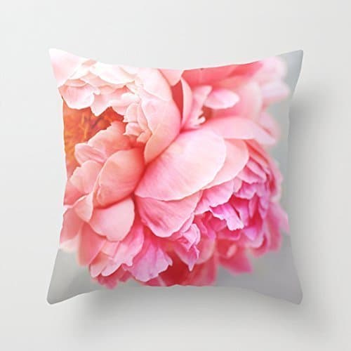 Throw Pillow Case Decorative Cushion Cover Pillow Covers Pink and elegant peony flowers 18x18(inches) RoxOutStore