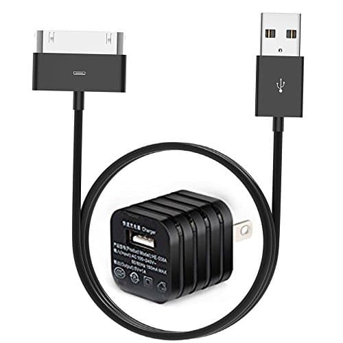 30 Pin Charger, USB Wall Plug Adapter with 10ft USB 30 Pin Cable for iPhone 4/4s, iPhone 3G/3GS, iPad 1/2/3, iPod (10ft iPhone 4s Cable Black)