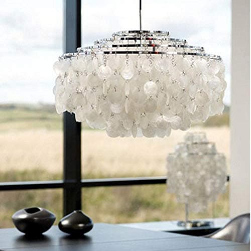 Modern White Capiz Shell Chandeliers LED Pendant Lamps for Kitchen luminaire Hanging Lamp Lustre Light Fixtures#634