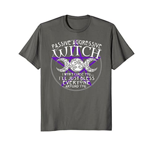 Mens Witch Wiccan Pagan Shirt Passive Aggressive Funny Witch Tee 2XL Asphalt