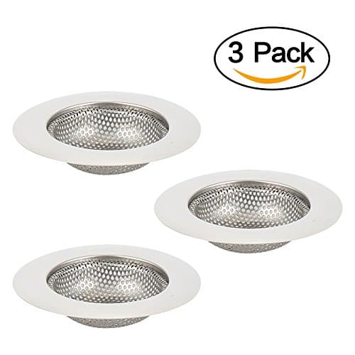 LOUFIMIDON Sink Filter, Kitchen Drain Filter, Stainless-Steel Sink Strainer for Shower Bath Basin Plughole Filter, Kitchen Metal Strainers (3 Pack, Silver)