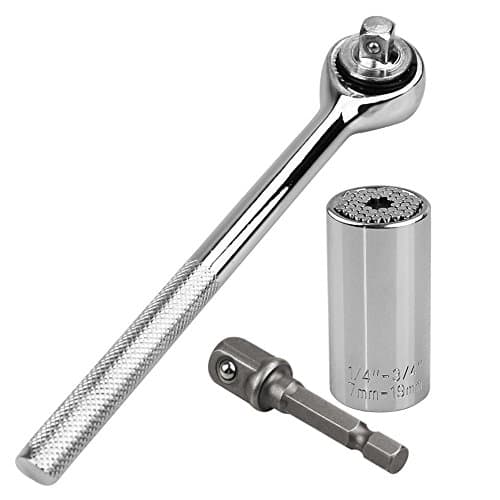 Lowmany 7mm to 19mm Professional Grade Universal Socket Wrench Gator Grip Universal Socket Adapter micro fasteners with Power Drill Adapter and Handle