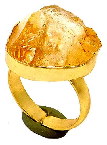 Indie Artisans Natural Rough Citrine Ring Handmade Adjustable Fits 18K Gold Plated Gemstone Womens Statement Ring Fashion Rings for Women