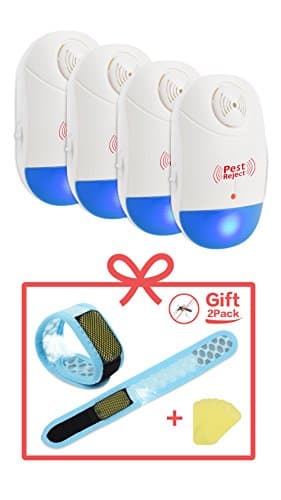 Pest control Ultrasonic Repeller - Best Electronic Plug In Pest Repellent 4 pcs- Repels All Kinds of Rodents and Insects Night Light and Pet Friendly