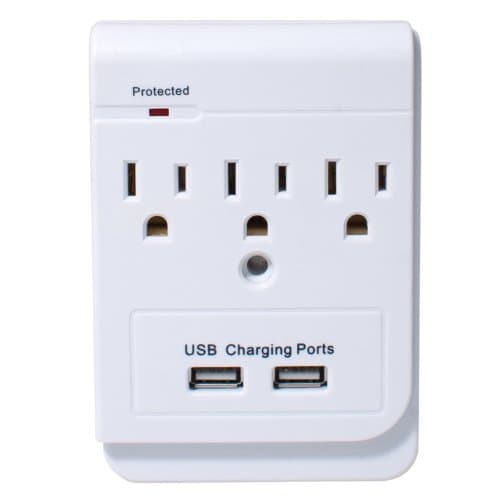 Smarthome SELECT 59699 3-Outlet Power Adapter and Dual-Port 2.1A USB Charger with Surge Protection