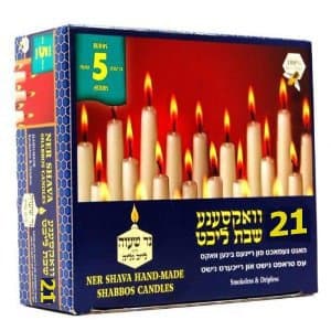 100% Bee-wax Shabbos Candles - 5 Hr. - 21 Pcs.