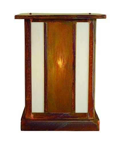 Arroyo Craftsman ARC-10AM-RC Artisan Column Mount, 10", Raw Copper Metal Finish, Almond Mica Glass