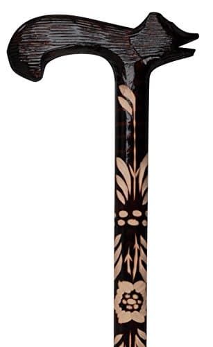 Carved Walking Stick - Bear (Dark Wood)