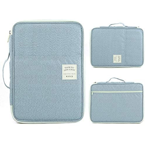 SCTD A4 Document Bags Portfolio Padfolio Organizer-Multi-Functional Waterproof Travel File Folder Case Zippered Note Pouch for Pads, Planners,Files, Notebooks, Pens, Documents (Grey)
