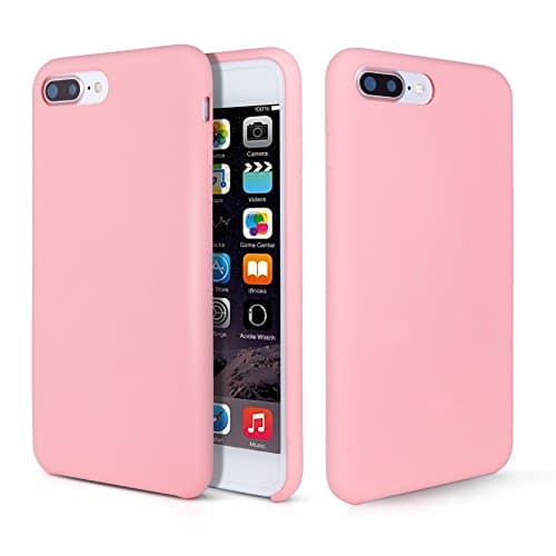 iPhone 8 Plus Case, iPhone 7 Plus Case, Fuleadture Liquid Silicone Gel Rubber Shockproof Soft Protective Cover with Microfiber Cloth Lining Cushion for Apple iPhone 7 Plus/8 Plus - Pink