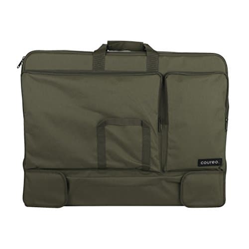 Coureo Multi-Pocket Art Portfolio Case 18” x 24” x 6” | Heavy-Duty Carrying Bag for Students, Artists, and Professionals | Olive Drab