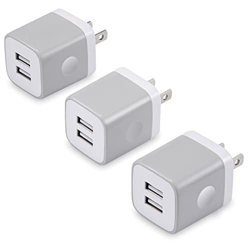 USB Wall Charger LEEKOTECH 3-Pack 2.1A/5V Dual Port USB Charger Plug Power Adapter Charging Block for iPhone X, 7/7 Plus, 6/6S Plus 5S, Samsung Galaxy S5 S6 S7 Edge, HTC, LG, Nokia