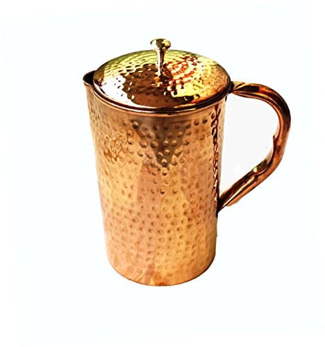 Pure copper pitcher Ayurveda Copper Jug with lid Copper water pitcher Copper water Jug Copper pitcher (Hammered)