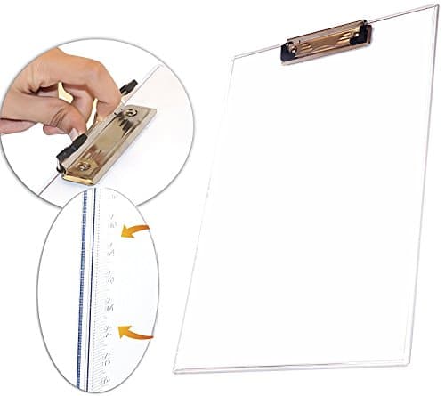 RangTeq Transparent Exam Pads with Clipboard - Documents Remain Visible with One Side Ruler
