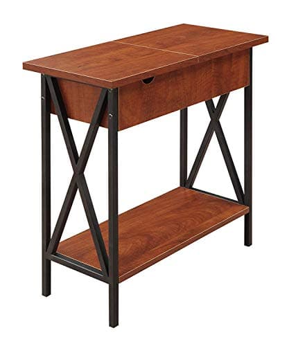 Convenience Concepts Tucson Flip Top End Table With Charging Station Black Cherry