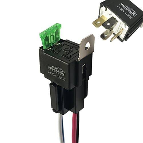 1 PACK 4-Pin Automotive 30A Fuse Relay Switch Set - 14 AWG Wire Harness 12V DC SPST Bosch Style Car Relays with Interlocking Socket Holder Block 14 Gauge Pigtails Wires