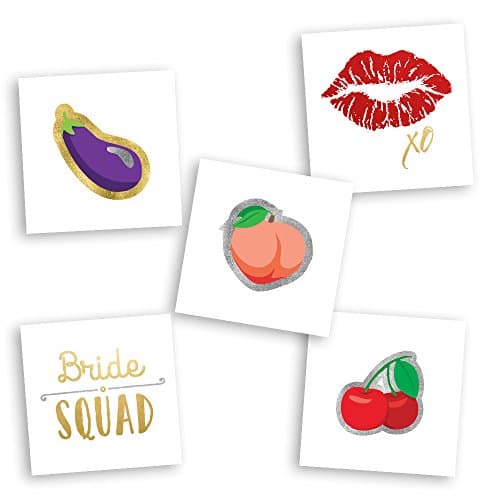 BRIDIN' DIRTY BACHELORETTE VARIETY SET includes 25 assorted premium waterproof metallic gold, silver & multi-colored bachelorette inspired jewelry temporary foil party tattoos - party supplies