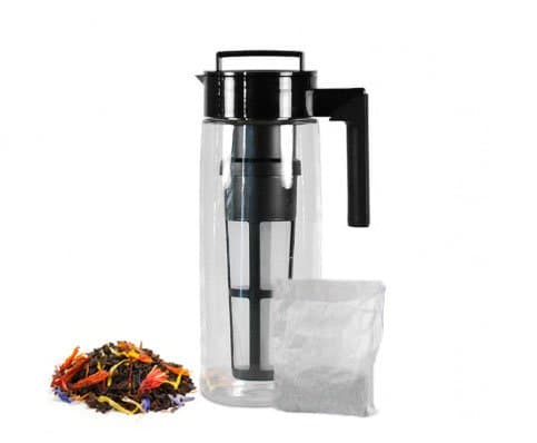 Art of Tea | 2 Quart Cold Brew Iced Tea Maker | with Garden of Eden Iced Tea 4 x 2 Qt. Pouches| BPA Free Pitcher with Airtight seal