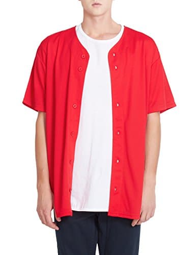 OLLIN1 PREMIUM Mens Full Button Down Mesh Short Sleeve Baseball Jersey