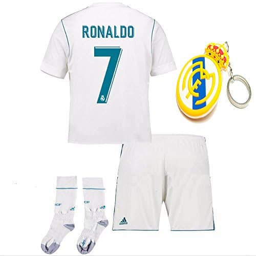 Real Madrid Kid Youth C. Ronaldo 2017 2018 17 18 Soccer Home Jersey Kit : Jersey, Short, and Socks(Kid Size 20 (3-4 Years Old))