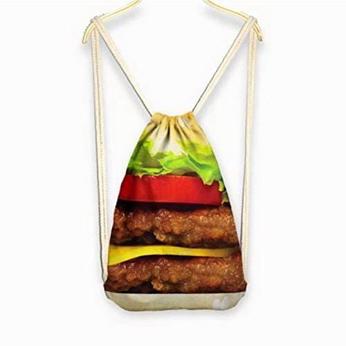 Pixel backpack - 2016 Womens Galaxy/Cat/Unicorn 3D Print Rope Backpack Bucket Canvas Bags Satchel style Hamburger