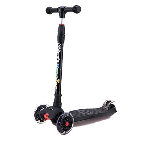 Lelly Q Kids 3 Wheel Adjustable Height Mini Kick Scooter with PU Flashing Wheels Best Gifts for Children from 3 to 12 Year-Old (Black)