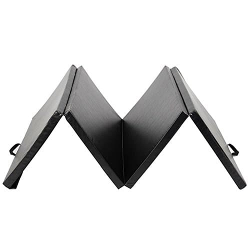 Black 4' x 10' x 2" Folding Panel Gymnastics Yoga Aerobics Stretching Tumbling Thick Exercise Fitness Floor Mat For Home And Kids