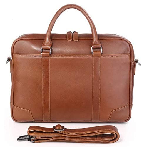 LMSHM Men'S Briefcase Full Grain Leather Messenger 15.6 Inch Laptop Case/Office Tote Bag