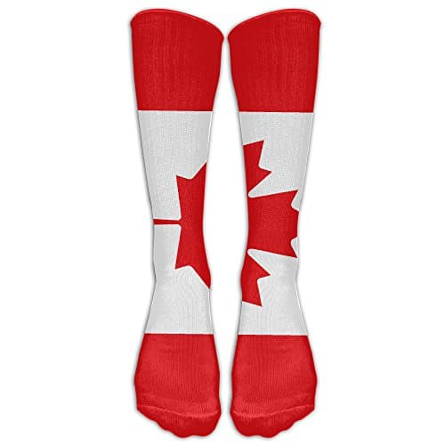 LJB Unisex Canada Maple Flag Knee High Long Socks Athletic Sports Tube Stockings For Running,Football,Soccer