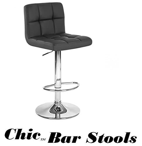 Chic Contemporary "Leather" Contemporary Bar Stools - Single (Black)