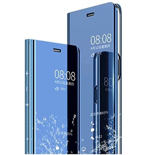 A rtistque Clear View Electroplate Mirror Protective Leather Flip Cover for Samsung Galaxy Note 8 - Blue