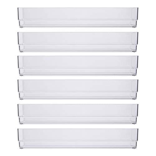 Clear Plastic Drawer Organizers 12" X 3" X 2" L Set Of 6