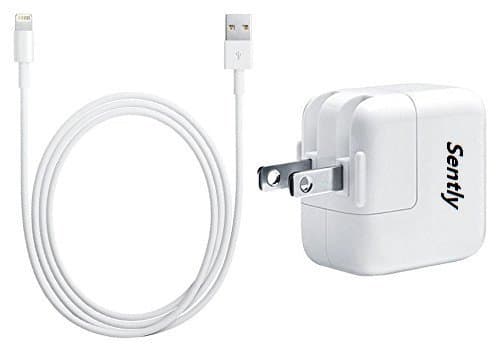 Sently iPad Charger 6ft 8Pin USB Sync and Charge Lightning Cable with 12W Power Adapter for iPad 4 Mini Air Pro