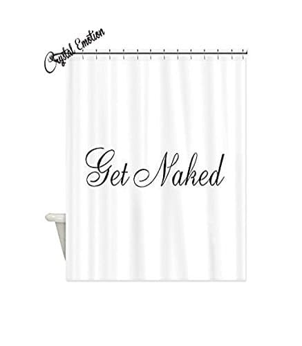 Get Naked Black Script Shower Curtain, Black White 72x72inch