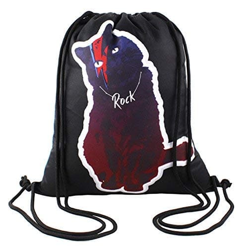 Drawstring Backpack Cute Cat Waterproof Cinch Sack Pocket Sport Gym Bag Girl Women School Party Travel Beach
