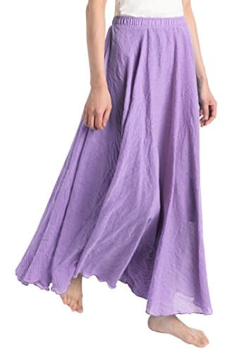 Weintee Women's Flowy Solid Ankle-Length Maxi Skirt US(00-16) Violet