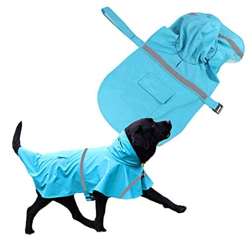 WORDERFUL Large Dog Raincoat Adjustable Pet Waterproof Rain Jacket Poncho with Strip Reflective for Large Dog