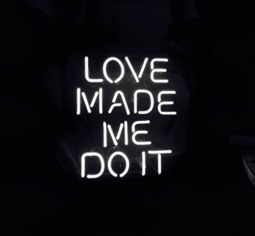 "LOVE MADE ME DO IT" Home Room Garage Office Sofa Beer Bar Club Wall Vintage Artwork Decoration Poster Good Vibes Light Lamp Neon Sign 11"X 9" ( White ) By WIKINEON