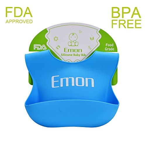Waterproof Silicone Bib Easily Wipes Clean! Comfortable Soft Baby Bibs Keep Stains Off! Spend Less Time Cleaning after Meals with Babies or Toddlers from Emon
