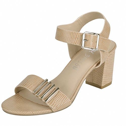 Women's Block Heel Dress Sandal Ankle Strap Comfortable Memory Foam Insole Beige 077-40