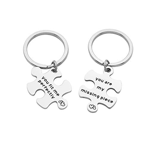 Eilygen Puzzle Piece Couple Keychains You are My Missing Piece You Fit Me Perfectly Keyring Set