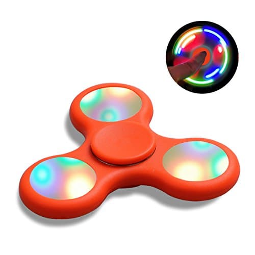 Fidget Spinner Toy,DayToys Stress Reducer Ceramic Bearing With Replaceable Battery Flickering Light - Perfect For ADD, ADHD, Anxiety, and Autism Adult Children (Orange)