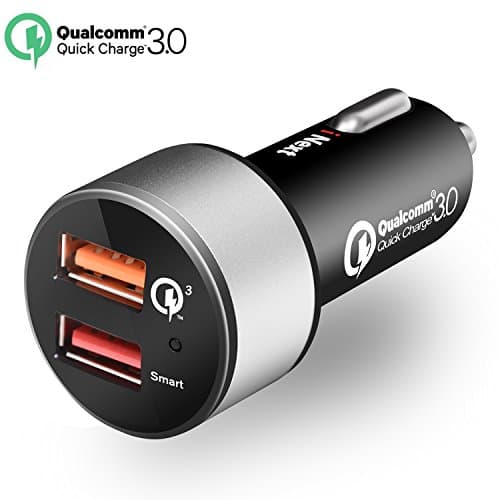 Quick Charge QC 3.0 39W Dual USB Car Charger, Quick Charge 3.0 for Samsung Galaxy S8 S7 Edge Note 8 LG G6 Nexus 5X 6P, Smart Ports 2.4A Rapid Fast Charge for iPhone 7 6S Plus 5SE iPad (Black)